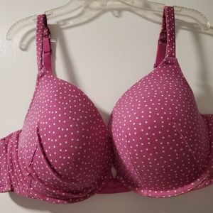 Cacique 42D Pink Polka Dot Cotton Plunge Bra